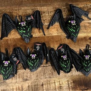 Spooky Black and Green Bat Halloween Decor Set of 8 hanging bats